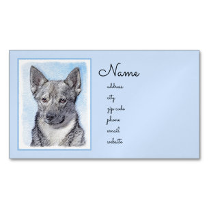 Cartão De Visitas Magnético Pintura em Vallhund, na Suécia - Arte Cachorro Ori