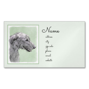 Cartão De Visitas Magnético Pintura em Wolfhound Irlandês - Arte Cão Origina