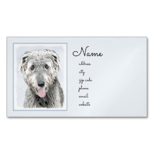 Cartão De Visitas Magnético Pintura em Wolfhound Irlandês - Arte em Cachorro O