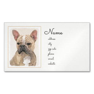 Cartão De Visitas Magnético Pintura para o Bulldog Francês (Sable) - Fita Ori