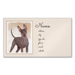 Cartão De Visitas Magnético Pintura Xoloitzcuintli - Arte Cão Original Cute