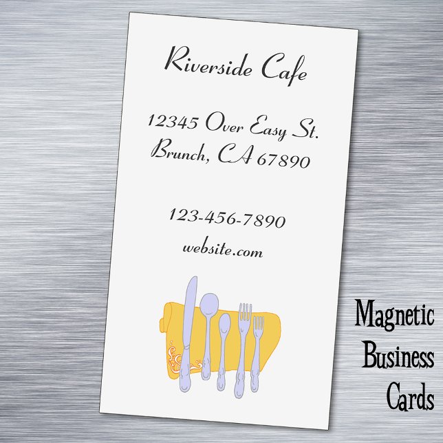 Cartão De Visitas Magnético Placa Magnética Personalizada do Silverware do Res (Restaurant Small Business Fridge custom magnetic business card)