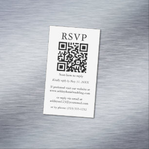Cartão De Visitas Magnético Placas Mínimas RSVP de Casamento Simples QR 25