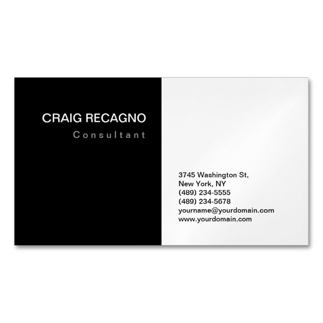 Cartão De Visitas Magnético Planície Mínima Moderna Negra Atraente (Frente)