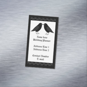 Cartão De Visitas Magnético Planner de Casamento Gótico Beijando Ravens