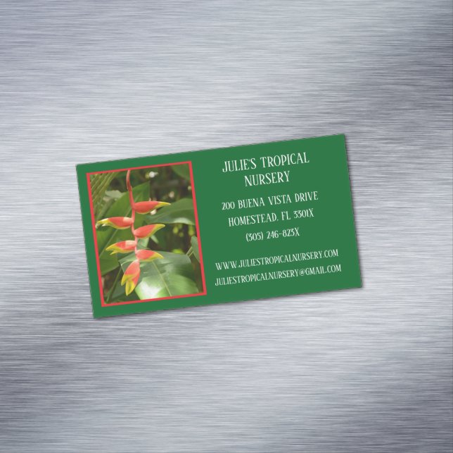 Cartão De Visitas Magnético Plantas Tropicais Do Enfermeiro De Plantas Verdes  (Posição Original)