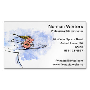 Cartão De Visitas Magnético Porco do salto de esqui