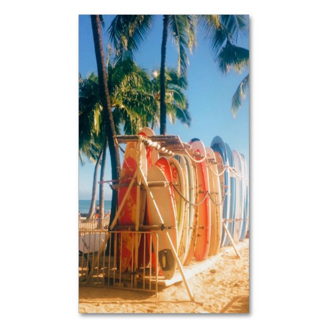 Cartão De Visitas Magnético Pranchas de surf da praia de Waikiki  (Frente Vertical)