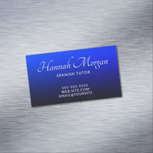 Cartão De Visitas Magnético Preto Azul Safira Ombre Elegante