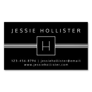 Cartão De Visitas Magnético Preto & branco profissionais modernos clássicos d