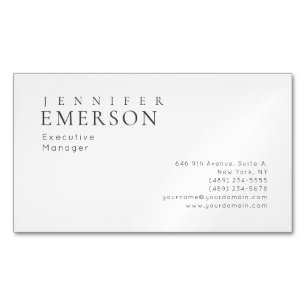 Cartão De Visitas Magnético Preto branco profissional minimalista moderno simp