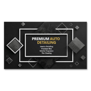 Cartão De Visitas Magnético Preto Geométrico e Prata Modernos