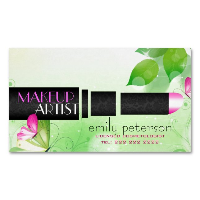 Cartão De Visitas Magnético Primavera Verde Fundo com Símbolo de Beleza Negra (Frente)