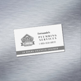 Cartão De Visitas Magnético Professional Plumbing Service Business Logo