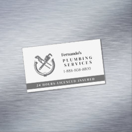 Cartão De Visitas Magnético Professional Plumbing Service Business Logo