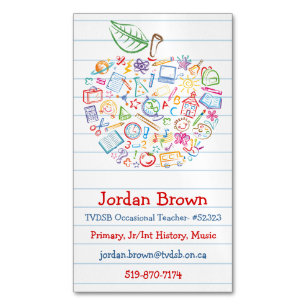 Cartão De Visitas Magnético Professores Coloridos Cartão de visita Magnet 2 da