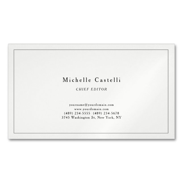 Cartão De Visitas Magnético Profissional Clássico Simples Único Pastel (Frente)