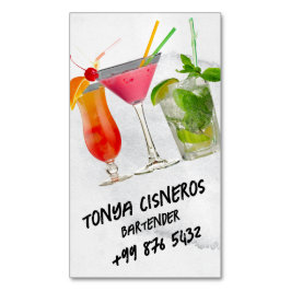 Cartão De Visitas Magnético profissional de barman de bebidas | CINZA