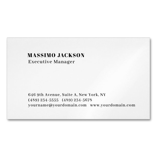 Cartão De Visitas Magnético Profissional simples minimalista moderno (Frente)