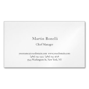 Cartão De Visitas Magnético Profissional Único Clássico Simples Branco