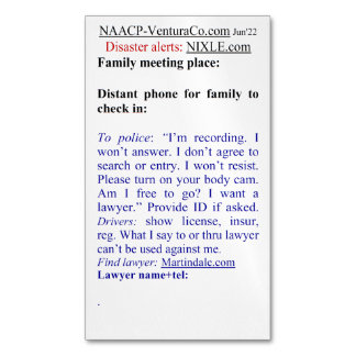 Cartão De Visitas Magnético Pronto para Emergências: Catástrofes ou Polícia