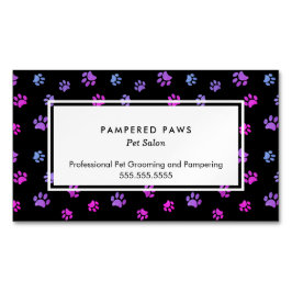 Cartão De Visitas Magnético Púrpura Azul-Rosa Imprime Salão Pet Profissional