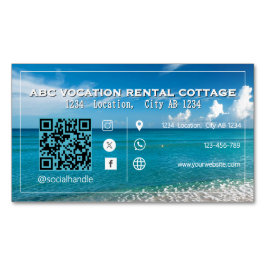 Cartão De Visitas Magnético QR Code Beach Elegant Spa Viagem