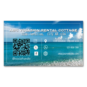 Cartão De Visitas Magnético QR Code Beach Elegant Spa Viagem