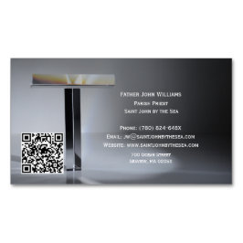 Cartão De Visitas Magnético QR Code Cross Priest Business Card Magnet