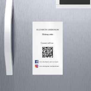 Cartão De Visitas Magnético Qr code social media branco preto