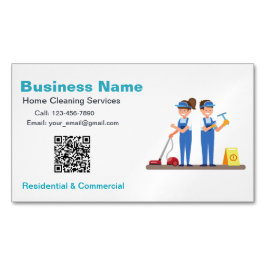 Cartão De Visitas Magnético QR Custom Cleaning Service Maid Business Card