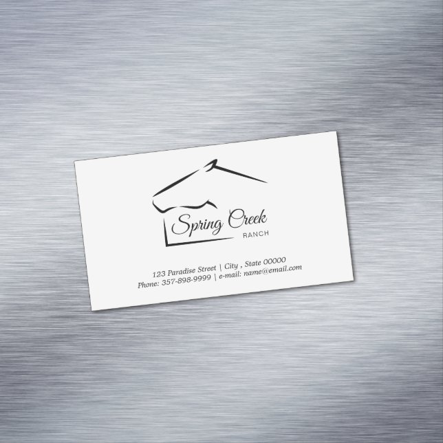 Cartão De Visitas Magnético Rancho de Cavalo | Fazenda de cavalos (Posição Original)