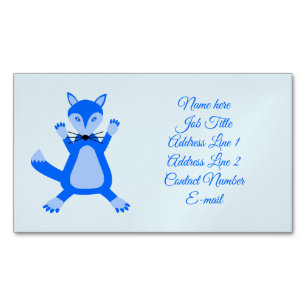 Cartão De Visitas Magnético Raposa Bebê Menino Azul Fofo Personalizado