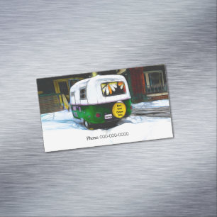 Cartão De Visitas Magnético Reboque De Vendas E Viagens vintage De Serviços Da