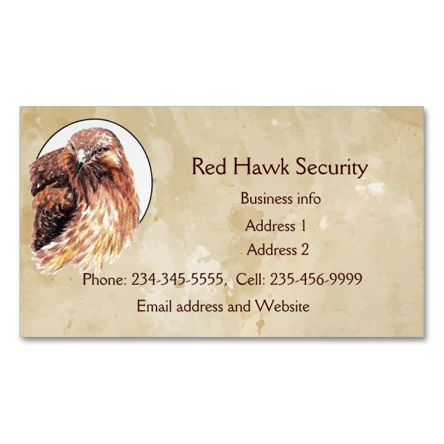 Cartão De Visitas Magnético Red Hawk Custom Business Bird of Prey (Frente)