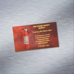 Cartão De Visitas Magnético Red Smoking & Fire Extinguisher Fire Safety