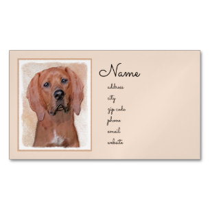 Cartão De Visitas Magnético Redbone Coonhound Painting - Arte De Cachorro Orig