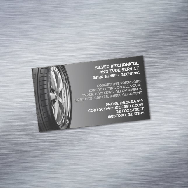 Cartão De Visitas Magnético Reparo de Pneus Automotivos (Posição Original)