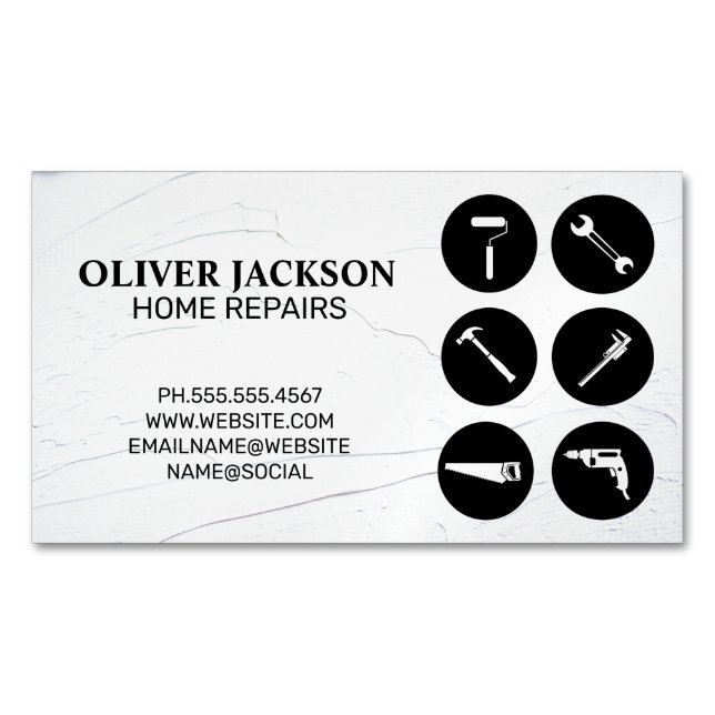 Cartão De Visitas Magnético Reparo Doméstico | Ferramentas | Handyman (Frente)