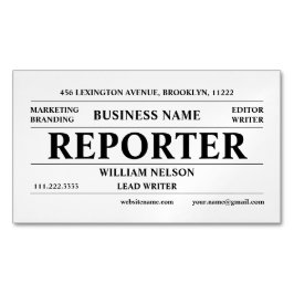 Cartão De Visitas Magnético Repórter Jornalista