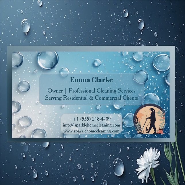 Cartão De Visitas Magnético Residential & Commercial Cleaning Water Droplets   (Residential & Commercial Cleaning Water Droplets Business Card Magnet)