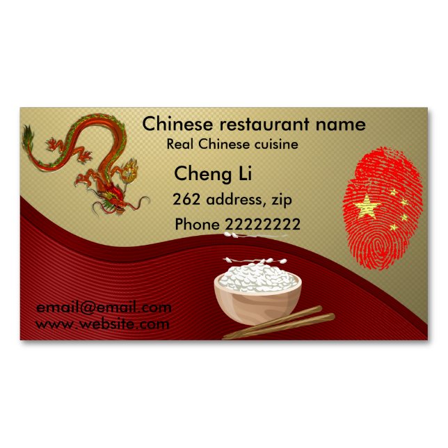 Cartão De Visitas Magnético Restaurante chinês (Frente)