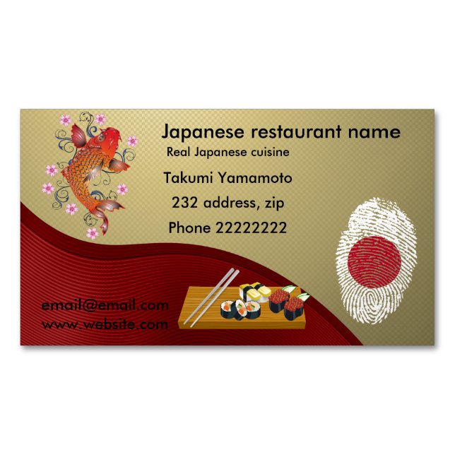 Cartão De Visitas Magnético Restaurante japonês (Frente)