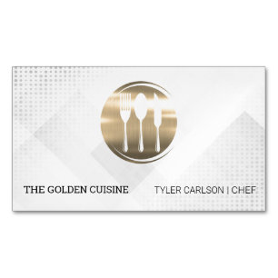 Cartão De Visitas Magnético Restaurante Talheres de Ouro Catering Culinário