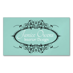 Cartão De Visitas Magnético Rico Scrollwork Magnet