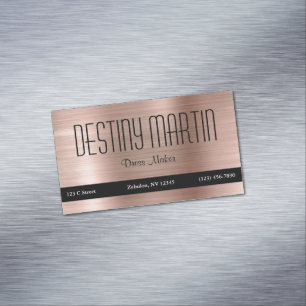 Cartão De Visitas Magnético Rosa Gold Foil Black Contact Bar