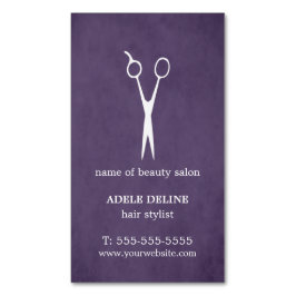 Cartão De Visitas Magnético Roxos Textured Scissor o cabeleireiro