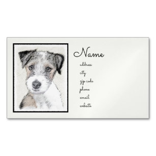 Cartão De Visitas Magnético Russell Terrier Rough Painting - Arte Original de 