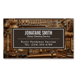 Cartão De Visitas Magnético Rustic Tools Carpenter Handyman Woodworker