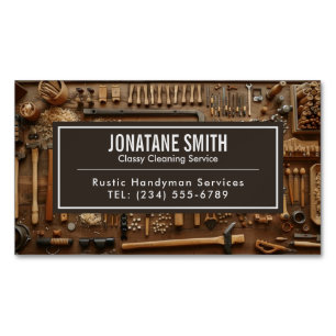 Cartão De Visitas Magnético Rustic Tools Carpenter Handyman Woodworker